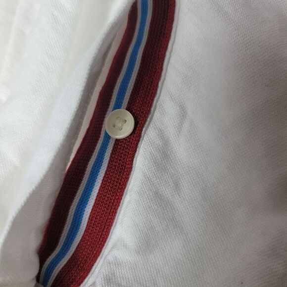 Fred Perry Button Down Men's Size S Shirt White Striped Collar Red Blue - Picture 5 of 11
